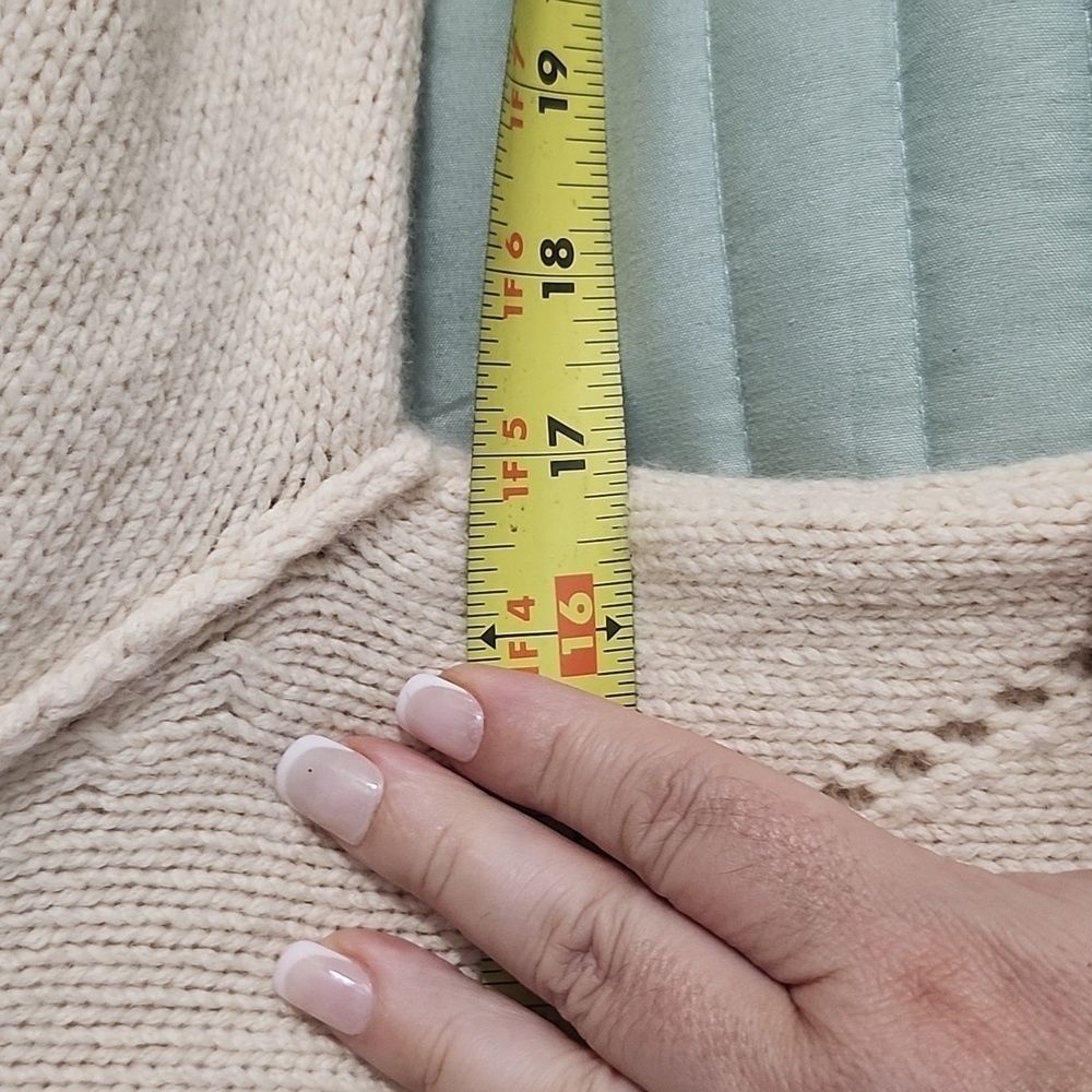 Sam Edelman Womens Sweater Long Sleeve Cream Wool Blend Side Slits. SZ Medium - Picture 12 of 13